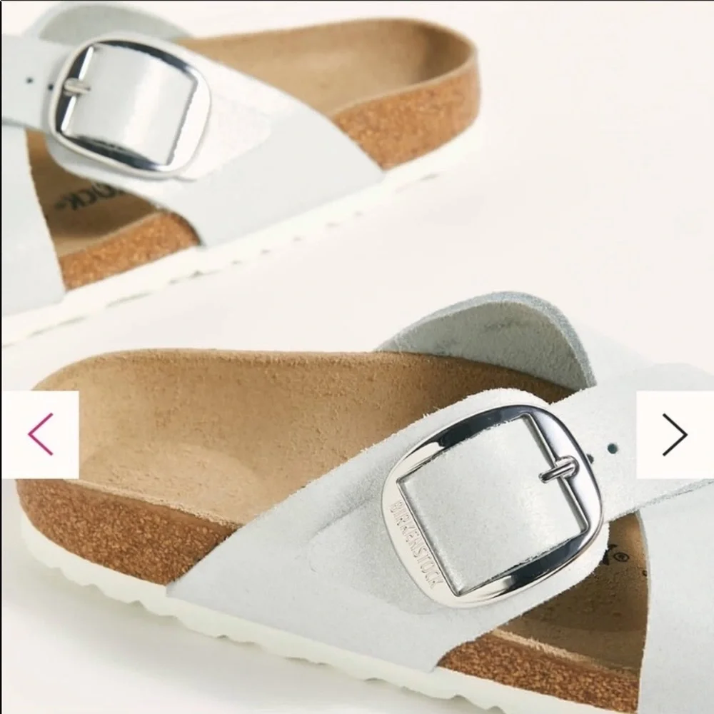 Birkenstock Siena Washed White Metallic Big Buckle Sandal - Picture 2 of 9